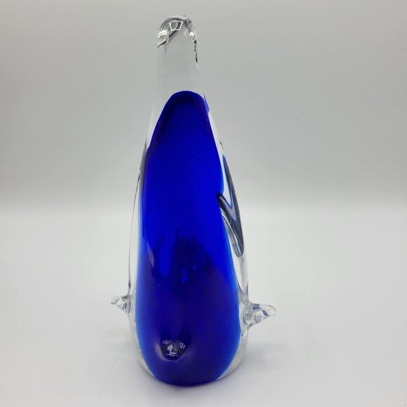 Vintage Art Glass Paperweight Penguin Figurine With Penguins Inside 8" Tall - Picture 6 of 13